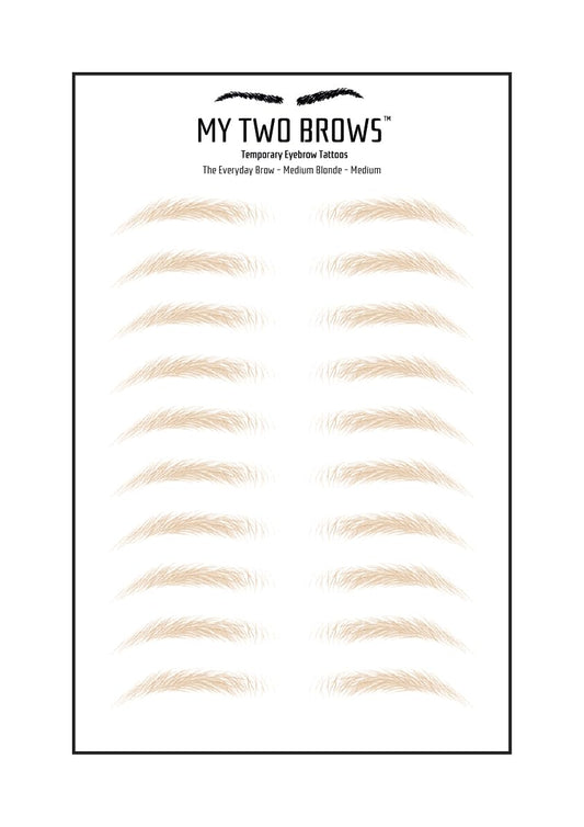 (10 pairs) Medium Blonde Temporary Eyebrow Tattoo - Medium Size - Waterproof & Smudgeproof - Everyday Brow Style Eyebrow Stickers - Sheet Lasts up to 30 Days - Won't Work on Existing Brows