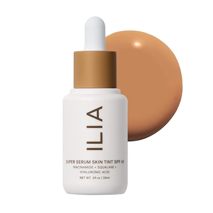 ILIA - Super Serum Skin Tint SPF 40 | Non-Comedogenic, Vegan, Lightweight to Help Against Blue Light, + Pollution while Hydrating, Smoothing, + Refining (Papakolea ST12.75, 1 fl oz | 30 ml)