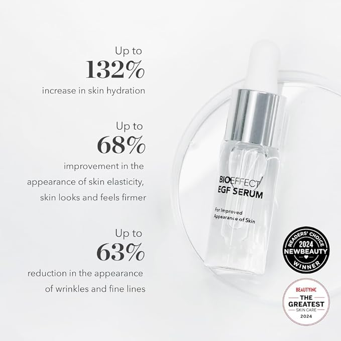 BIOEFFECT EGF Serum | Epidermal Growth Factor + Hyaluronic Acid | Age-Defying Face Treatment for Fine Lines & Wrinkles, Hydration & Firmness, 15 mL / 0.50 oz