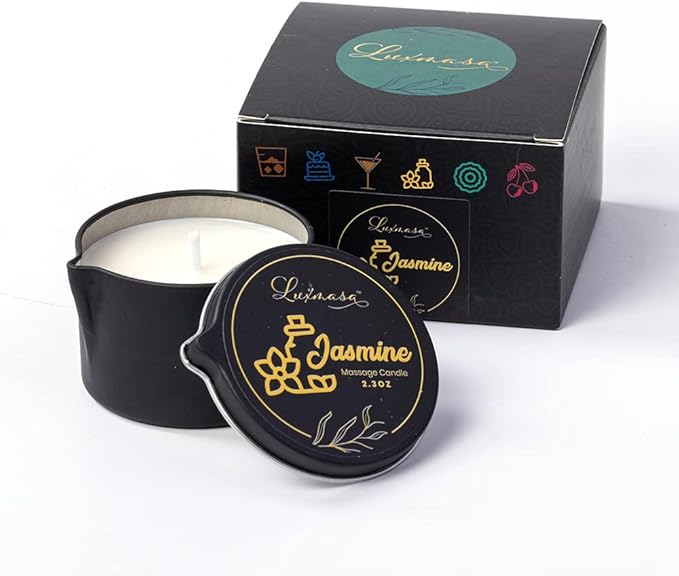 Low Temperature Pure Natural Soybean Oil Candle Massage Wax, Home Scented Aromatherapy Candle for Body Treatment and Skin Moisturizing Jasmine Scent 2.35 OZ
