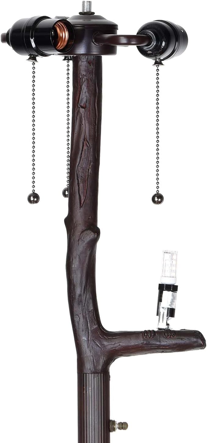 Bieye L10882 Ravens Sitting on Bare Tree Branch Against Full Moon Tiffany Style Stained Glass Floor Lamp with Raven Night Light Double Lit for Halloween Décor, 4-Light, 65 inches Tall (Dark Blue)