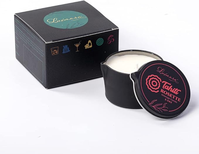 Home Scented Candle Massage Wax Oil for Body, Massage Oil Candle Soybean Essential Oil Infused Low Temperature SPA Candle Bulk Handmade Gift Tahiti Rosette Scent 2.35 OZ