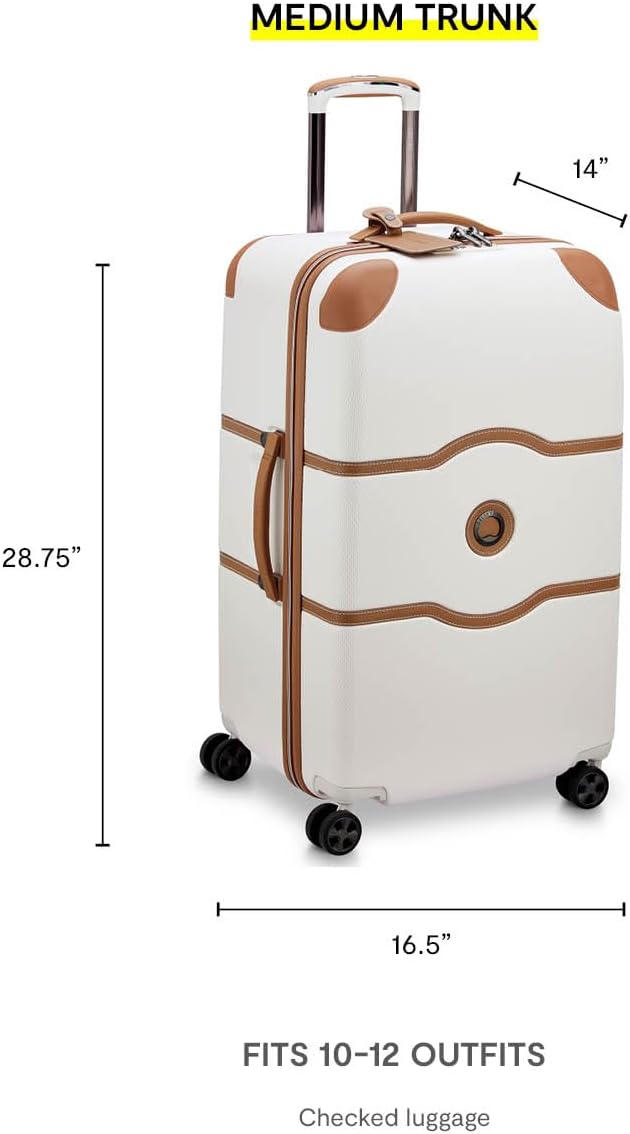 DELSEY PARIS Chatelet Air 2.0 Hardside Luggage Trunk with Spinner Wheels, Blush Pink, Checked-26 Inch Trunk