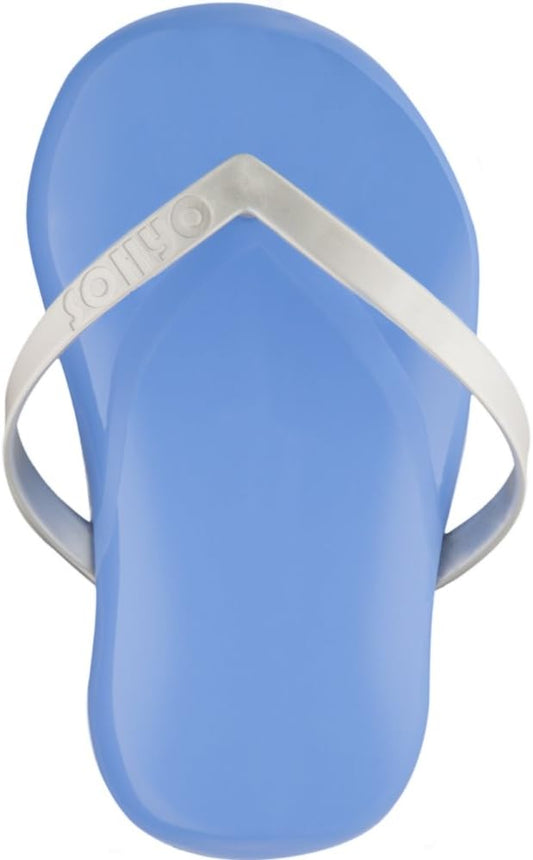 B104 (4.25”) French Made No-Slip Flip Flop Shampoo & Detangler Hair Brush - Best Anti-Static Detangling Brush for Knots & Tangles, Scalp Massage, and Styling (Silver Pacific)