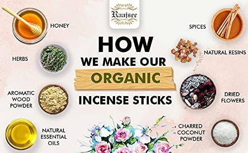 Raajsee Sandalwood Incense Sticks 15 Sticks x 5 Pack -100% Pure Insense Organic Natural- Hand Rolled Free from Chemicals - insent Stick Perfect for Church Aromatherapy, Stress Relief, Meditation - Glowelle