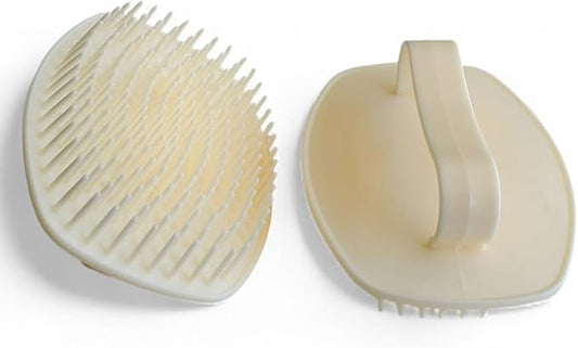 Detangler Hair Brush with Firm Bristles (4×3 in) – Dry & Wet Shampoo and Conditioner Scalp Massager for Deep Cleansing, Exfoliating & Dandruff Control. Multi-Use for Hair, Beard & Scalp (2PC Beige)