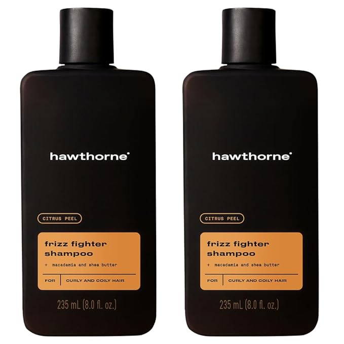 Hawthorne Frizz Fighter Shampoo. Mens Curly Hair Shampoo with Shea Butter and Coconut Oil to Hydrate Hair and Tame Frizz. Sulfate Free, Paraben Free, Mens All Natural Shampoo. 8 Fl. Oz. 2-Pack.