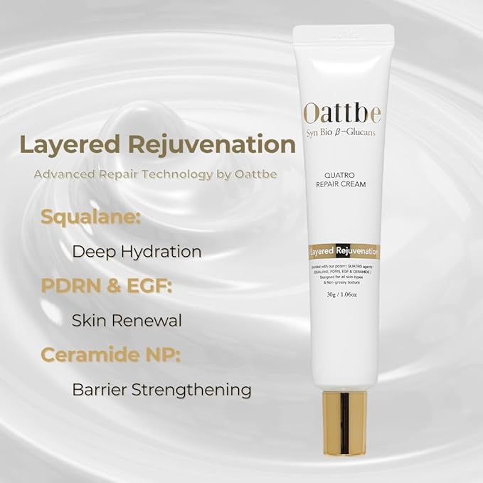 Quatro Repair Cream - Advanced Anti-Aging Moisturizer with Squalane, PDRN, EGF & Ceramide NP - Hydrates, Firms, and Rejuvenates Skin - Suitable for All Skin Types - 1.07 oz