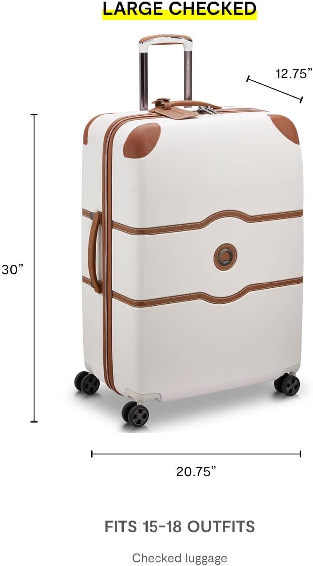 DELSEY PARIS Chatelet Air 2.0 Hardside Luggage with Spinner Wheels, Chocolate Brown, Checked-Large 28 Inch