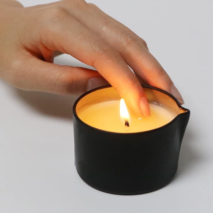 Home Scented Candle Massage Wax Oil for Body, Massage Oil Candle Soybean Essential Oil Infused Low Temperature SPA Candle Bulk Handmade Gift Tahiti Rosette Scent 2.35 OZ