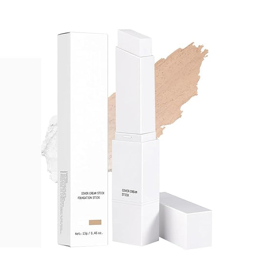 AKARY Cover Cream Stick, Color Changing Foundation Stick, Moisturizing Skin Matching Cover Cream with Medium to Full Coverage Dewy Finish Base Makeup, Dual-Ended with SoftBrush, #3 Natural