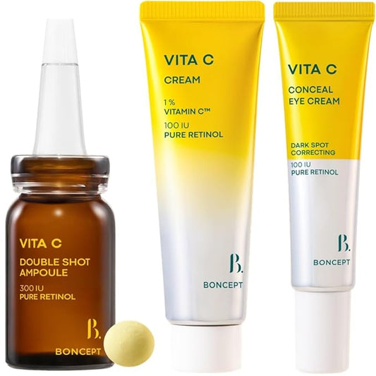Vita C Capsule Double Shot Ampoule Kit + Vita C Cream + Vita C Conceal Eye Cream Bundle