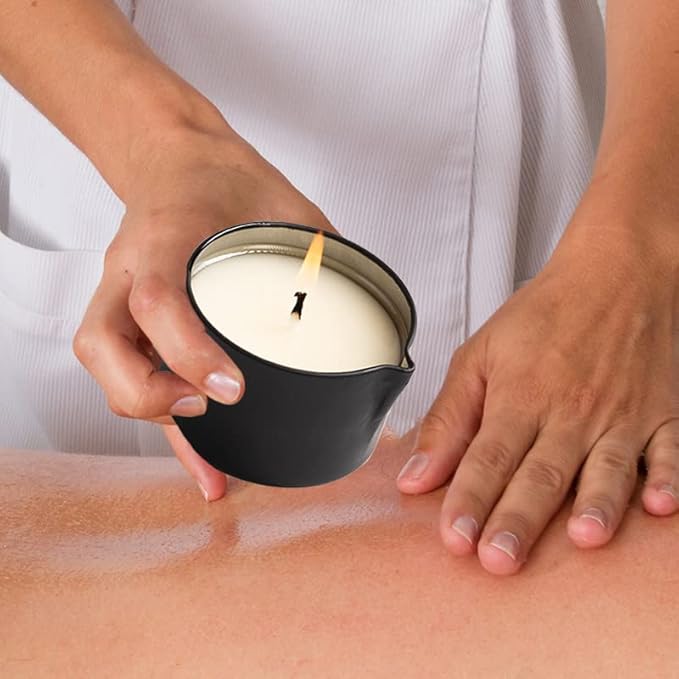 All Natural Soy Wax Warm Body Massage Oil Candle for Relaxation & Skin Care, Home Scented Aromatherapy Candle Gift Set Cream Cherry Scent 2.35 OZ