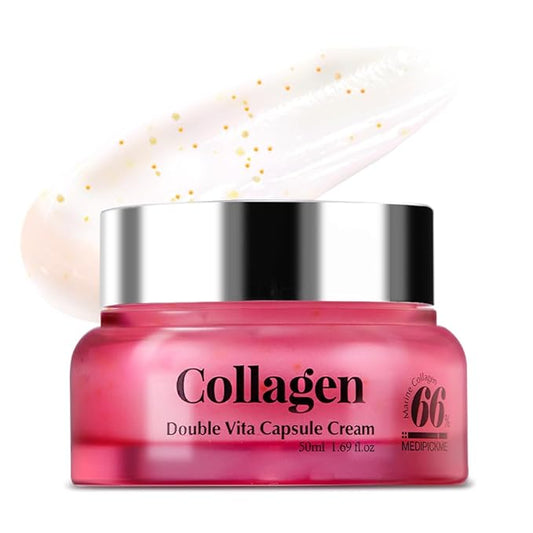 Collagen Face Cream Moisturizer, 66% Collagen Content, Hydrating & Firming, PDRN + Vitamin Capsule Cream, Korean Skincare, 50ml