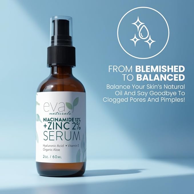 Niacinamide 12% Serum for Face w/Zinc & Hyaluronic Acid – Vitamin B3 & E Pore Minimizer for Dark Spot Corrector, Even Skin Tone, Oil Control, Brightening & Hydrating for Women, 2 Fl Oz