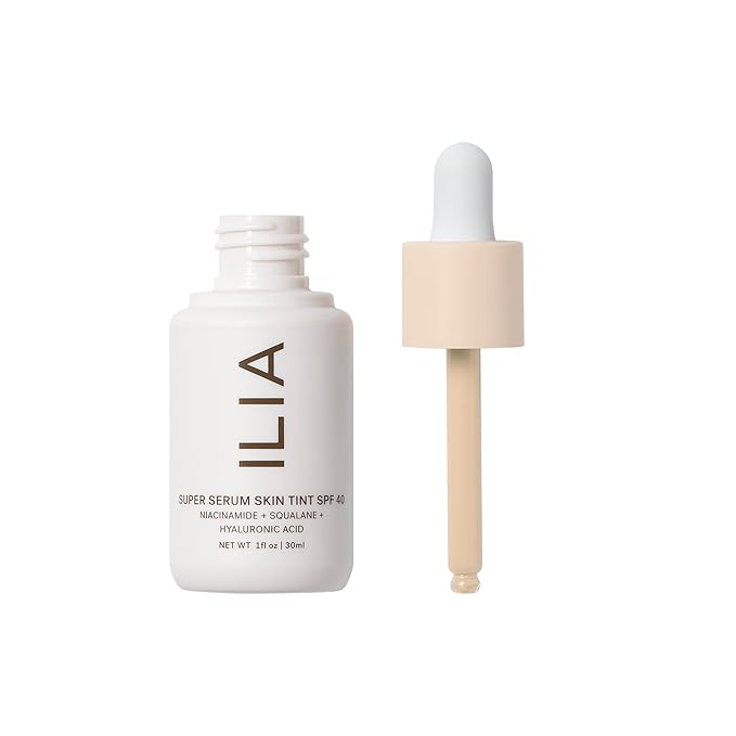 ILIA - Super Serum Skin Tint SPF 40 | Non-Comedogenic, Vegan, Lightweight to Help Against Blue Light, + Pollution while Hydrating, Smoothing, + Refining (Skye ST.5, 1 fl oz | 30 ml)