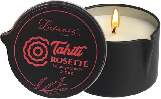 Home Scented Candle Massage Wax Oil for Body, Massage Oil Candle Soybean Essential Oil Infused Low Temperature SPA Candle Bulk Handmade Gift Tahiti Rosette Scent 2.35 OZ