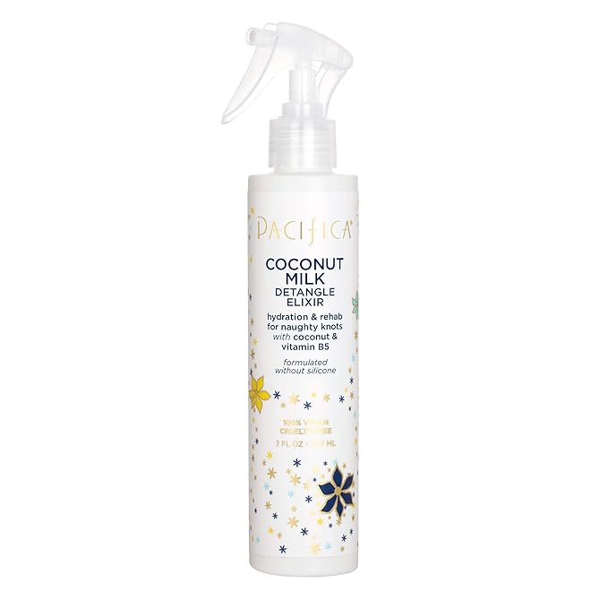 Pacifica Beauty Pineapple Swirl Curl Defining Cream, 4 Fl Oz & Coconut Milk Detangle Elixir Detangler Spray, Leave In Conditioner