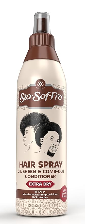 SoftSheen-Carson Sta-Sof-Fro Hair & Scalp Spray Comb Out Conditioner with Lanolin, Extra Dry, 8 fl oz, Brown