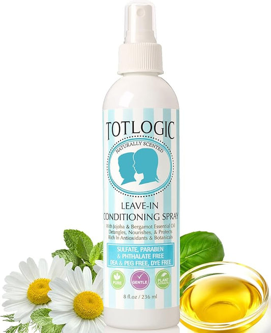 TotLogic Kids Detangler Hair Spray and Toddler Leave In Conditioner - Naturally Scented with Essential Oils - Original, 8 oz