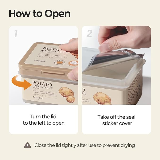 SKINFOOD Potato Madecassoside Daily Sheet Mask, Korean 5-Minute Quick Skincare Hack, Soothing & Skin Barrier Face Mask for Damaged Skin, Bulk Pack (30EA)