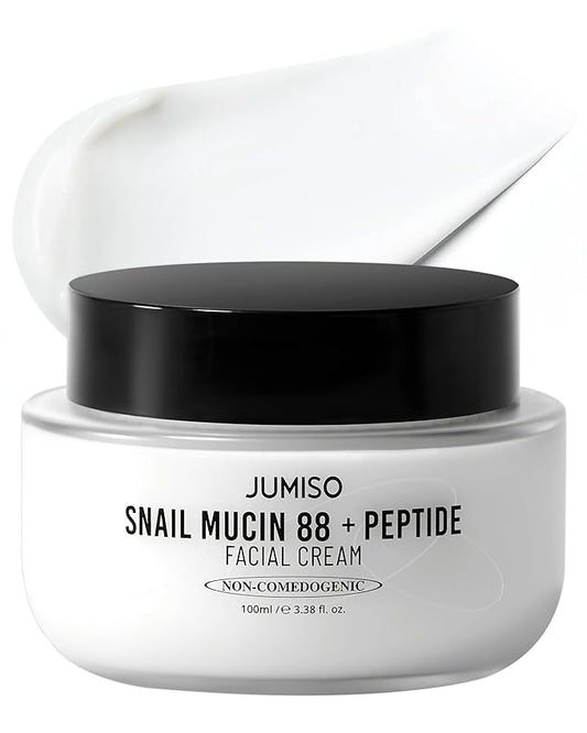 JUMISO Snail Mucin 88 Peptide Cream - Korean Face Moisturizer 5-Peptide Complex Collagen Boost Hyaluronic Acid Niacinamide Damaged Skin Repair - Sensitive Skin Non-Comedogenic 3.38 oz.