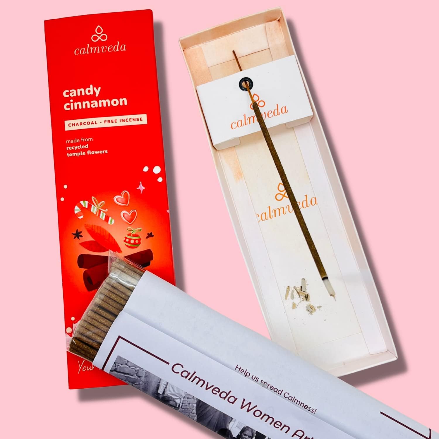 Candy Cinnamon Incense Stick Holiday - Incense (80 Sticks) Spicy, Creamy Vanilla and Flavorful Tangerine Incense | Charcoal Free, Made from Upcycled Flowers | Fall Incense Sticks for Holiday Fun - Glowelle