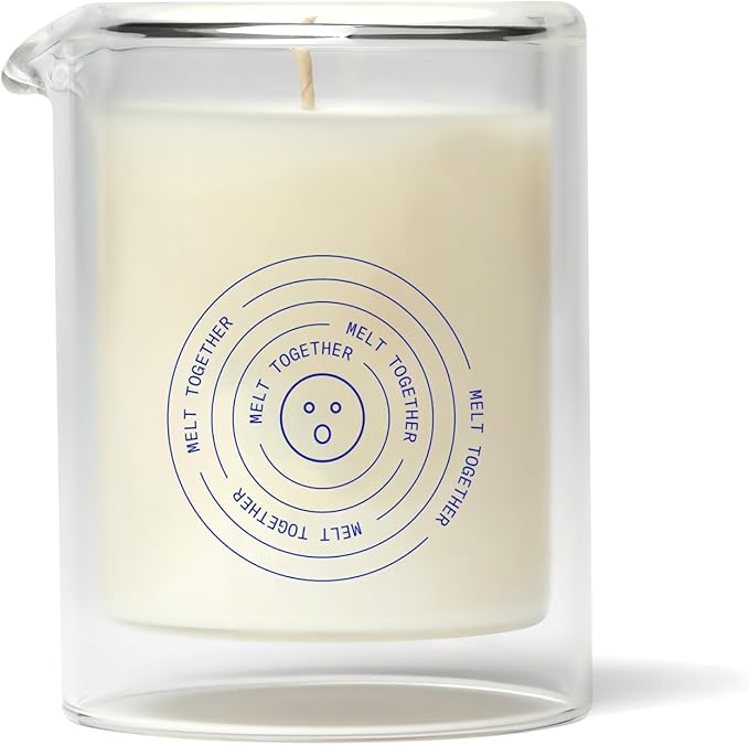 Dame Products Melt Together Massage Oil Candle, Body Oil Candle for Warm Body Massage & Skin Moisturizing, Spa Inspired Aromatherapy Candle, Green Tea Fig Virginia Cedar Wood Scent, 5 Oz