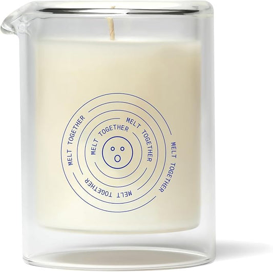 Dame Products Melt Together Massage Oil Candle, Body Oil Candle for Warm Body Massage & Skin Moisturizing, Spa Inspired Aromatherapy Candle, Green Tea Fig Virginia Cedar Wood Scent, 5 Oz