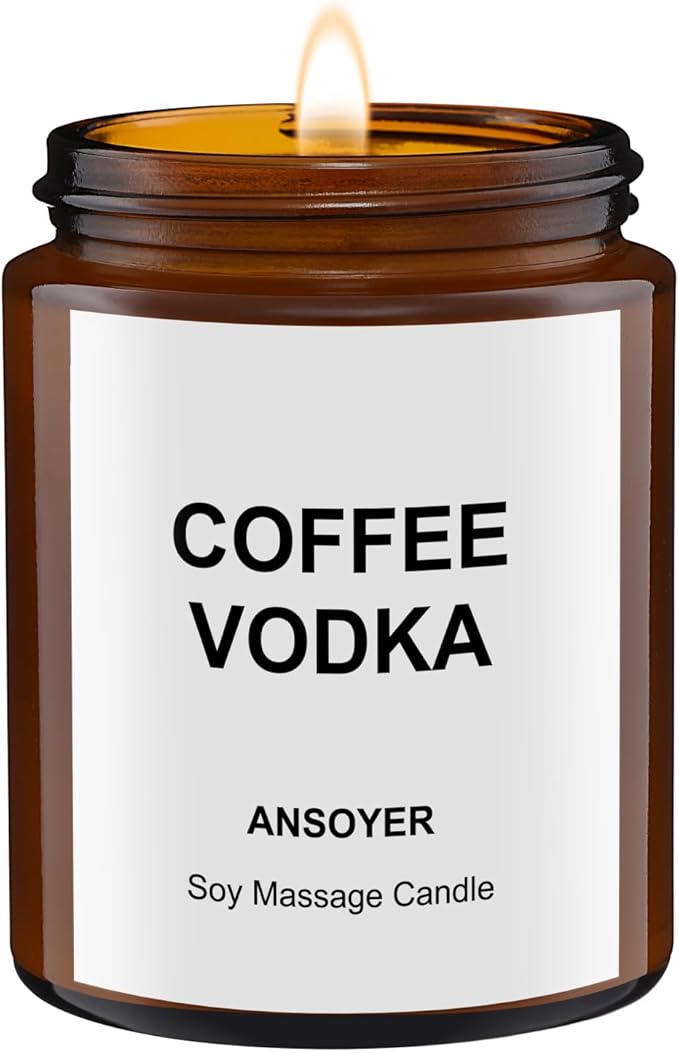 Massage Oil Candle, Romantic Gift SPA Use Home Scented Candle Body Oil, Ultra Hydrating Body Care with Soybean Oil, 4.5oz (Coffee Vodka)