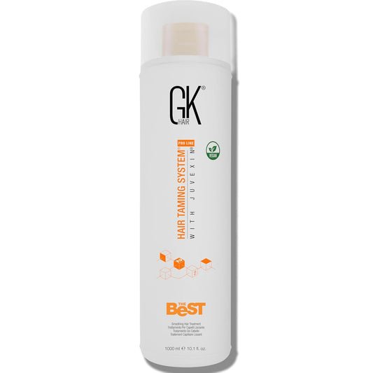 GK HAIR Global Keratin The Best (33.8 Fl Oz/1000ml) Smoothing Keratin Hair Treatment - Professional Brazilian Complex Blowout Straightening For Silky Smooth & Frizz Free Hair - Glowelle