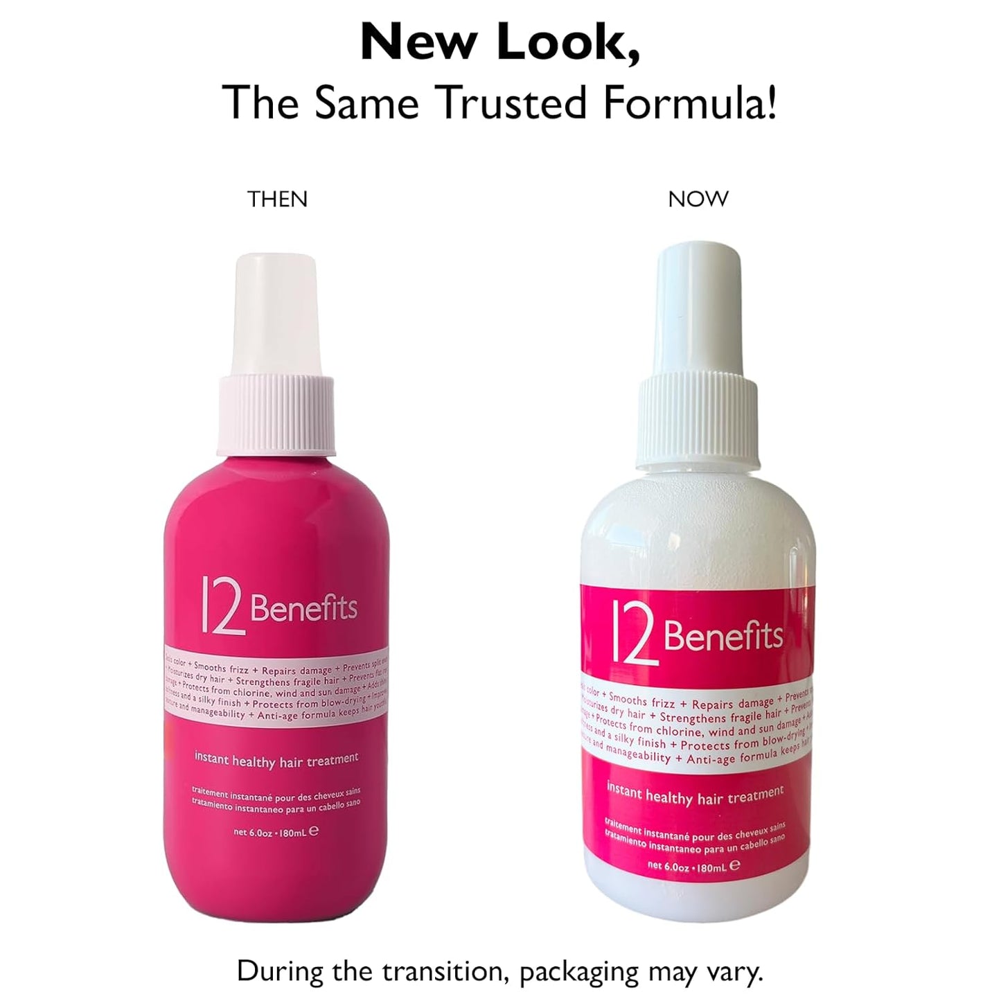 12 Benefits Leave-In Conditioner Spray – Instant Healthy Hair Treatment, Anti-Frizz, Detangles, Strengthens & Repairs, Heat Protection with Quaternium 39 & Silk Fibre Protein, 6 Fl Oz