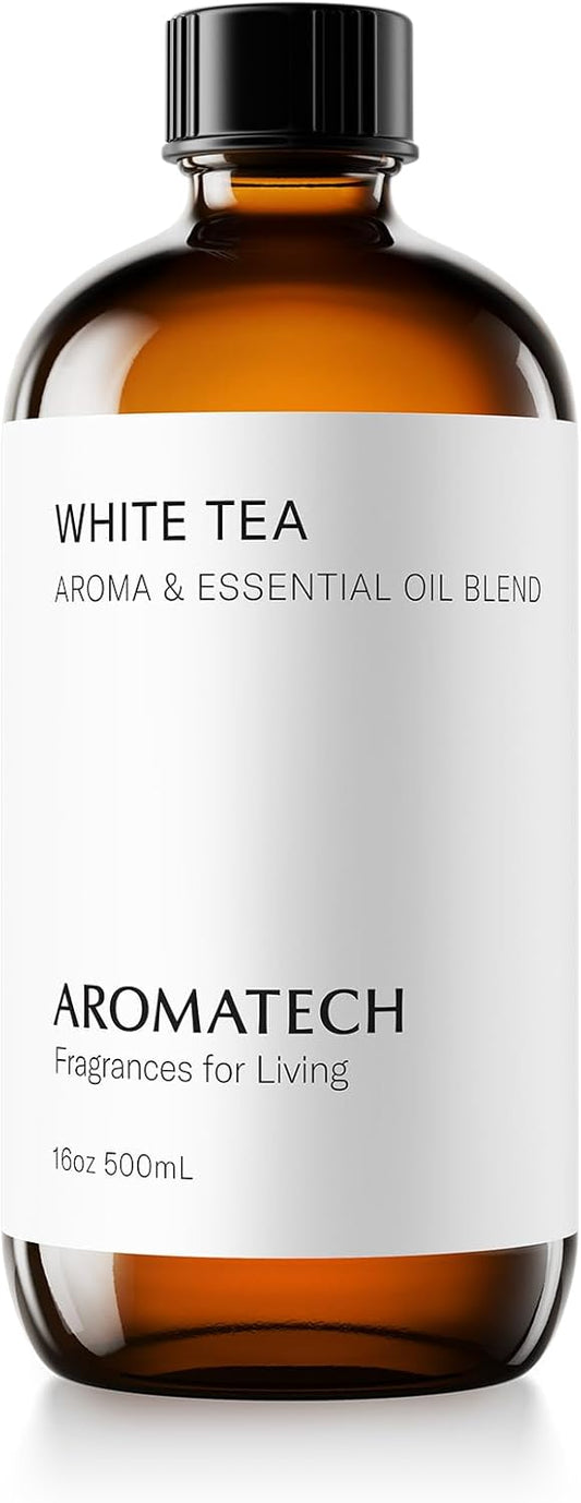 AromaTech White Tea Aroma Essential Oil Blend: Luxury Hotel Inspired Aromatherapy with White Tea, Orange & Palo Santo for Ultrasonic Diffusers & Nebulizers - 16 fl oz, 500 mL
