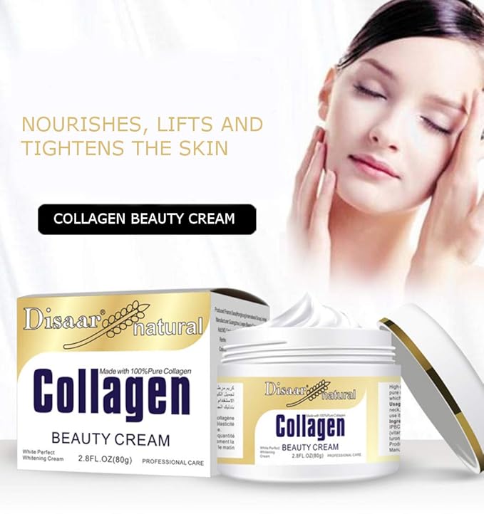 DISAAR BEAUTY Collagen Cream Forehead Neck Lines Smile Wrinkles Facial Spots Dry Skin Weak Muscules Improve Your Face 80g