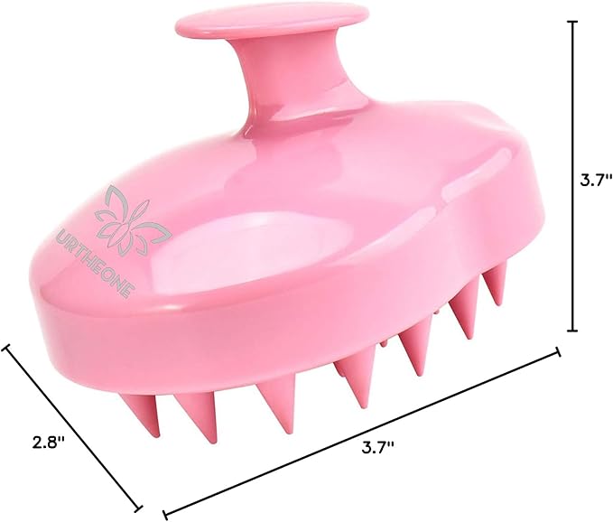 URTHEONE Soft Silicone Hair Scalp Massager Shampoo Brush for Wet Dry Oily Curly Straight Thick Thin Rough Long Short Natural Men Women Kids Pets Hair Care Tools（Pink