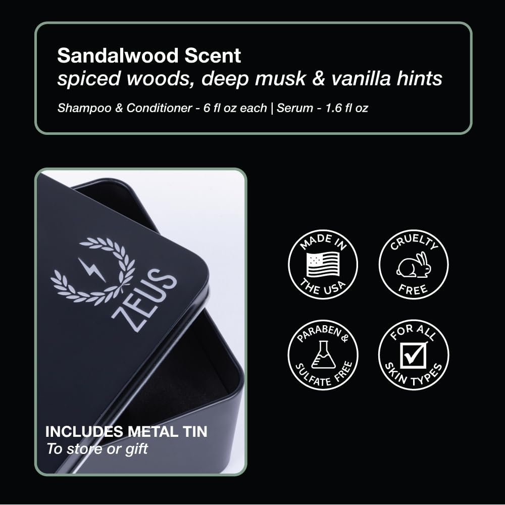 ZEUS BeardPLUS Essential Beard Growth Set for Men, Hair Growth Treatment, Shampoo, Conditioner & Serum for Thicker & Stronger Facial Hair with Biotin & Caffeine (Made in USA) 3-Piece Set