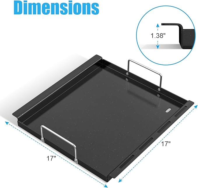 "17 Inch Full-Size Griddle Inserts for Charbroil Performance 2 Burner 463631410 463660421 463655621 463622514 463630422 463343015, Flat Top Griddle Plate Parts for Charbroil G460-0500-W1 G430-0016-W1"