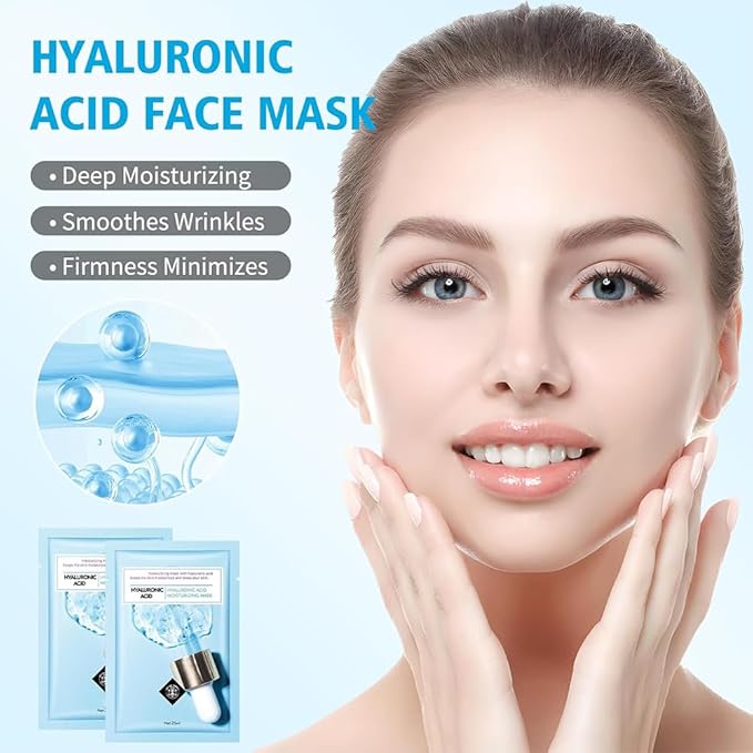 Facial Masks Skincare for Women,Hyaluronic Acid Hydrating Face Sheet Masks,Moisturizing Face Mask Suitable for All the Skin,Dry Skin,Face Spa Mask 15 Sheets
