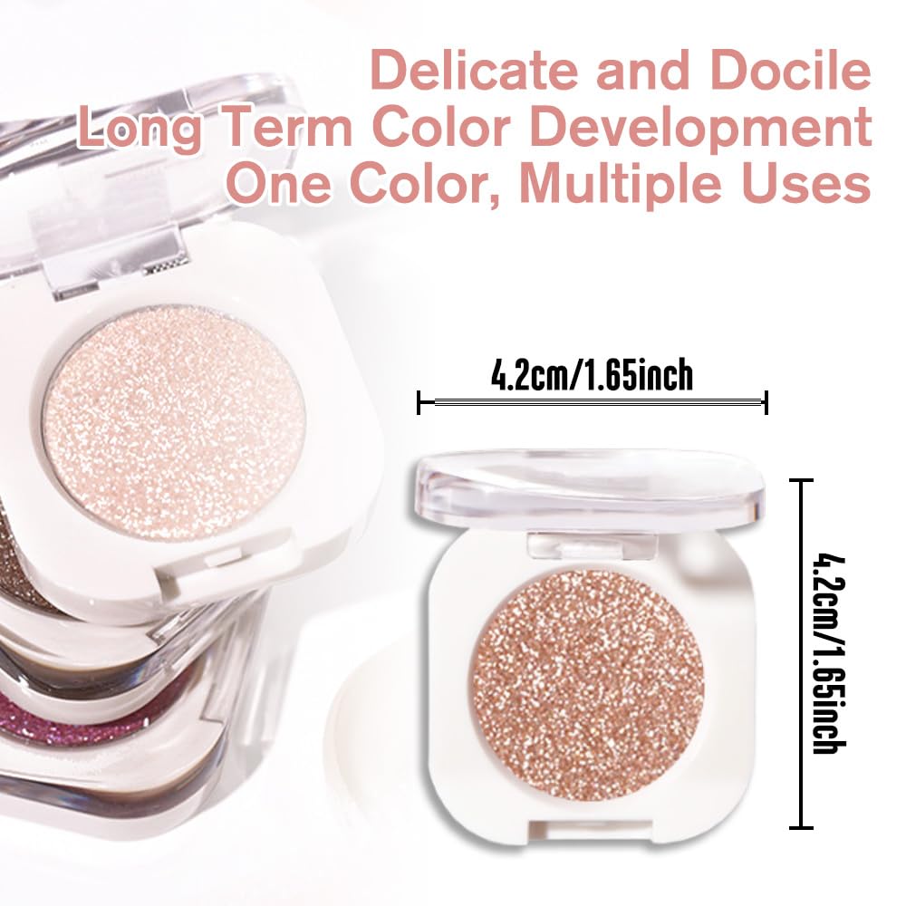 Single Glitter Shimmer Sparkle Eye shadow Palette Makeup, Light Brown Glitter Eyeshadow for Women, Pigmented Waterproof Sombras Para Ojos, Vegan, Talc, Paraben & Cruelty Free, 09