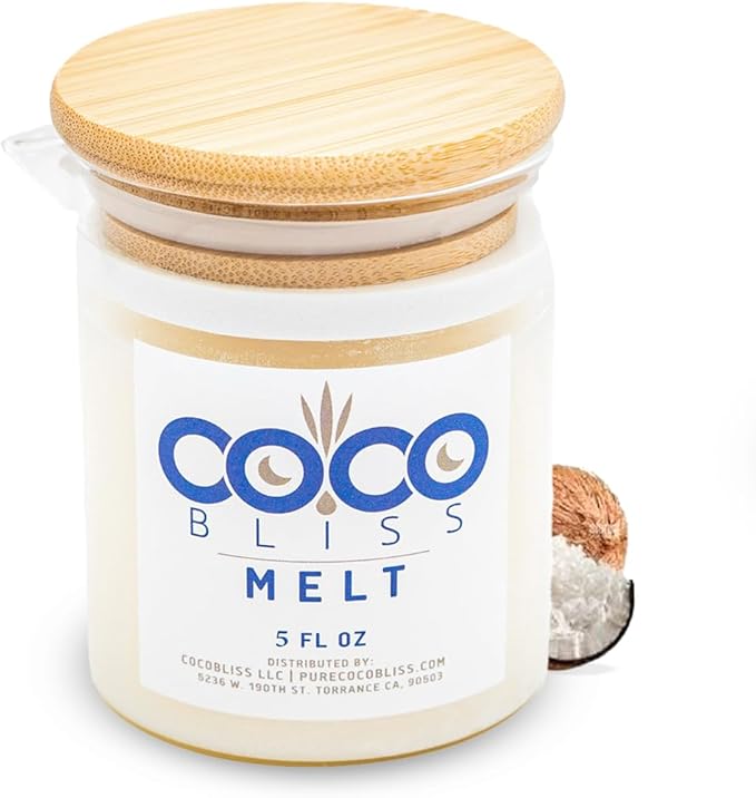Coco Bliss Melt – Massage Candle Natural Coconut Moisturizing Body Oil Candle for Women & Men | Body Essential Oil Candle with Vanilla Scent, Vitamin E, Almond Oil & Cocoa Butter – 5oz