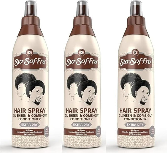 Sta-Sof-Fro Hair & Scalp Spray Comb Out Conditioner with Lanolin, Extra Dry (3 Pack 350mL)