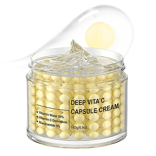 Deep Vita C Capsule Cream, Deep Vitamin C Golden Capsule Face Moisturizer, Antioxidant Protection, Reduce Wrinkles & Fine Lines, Firming Skin, Deeply Moisturizing Skin, Shrink Pores, 4.9 OZ