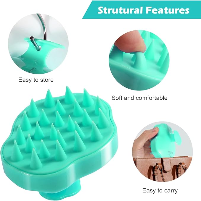 URTHEONE Hair Scalp Massager Shampoo Brush,Soft Silicone Hair Brush for Wet Dry Oily Curly Straight Thick Thin Rough Long Short Natural Men Women Kids Pets Hair Care Tools(Light Green)