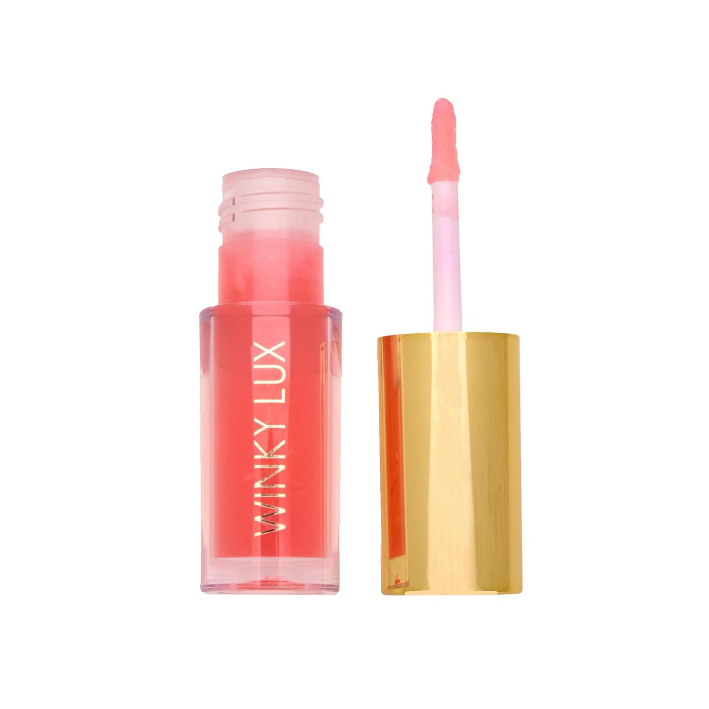 Winky Lux Peach Whisper Barely There Sheer Tinted Lip Oil - Hydrating Lip Gloss Tint, Peachy Pink Glossy Lip Balm, Juicy Non Sticky Long Lasting Formula, Infused with Jojoba Oil & Soft Vanilla Scent