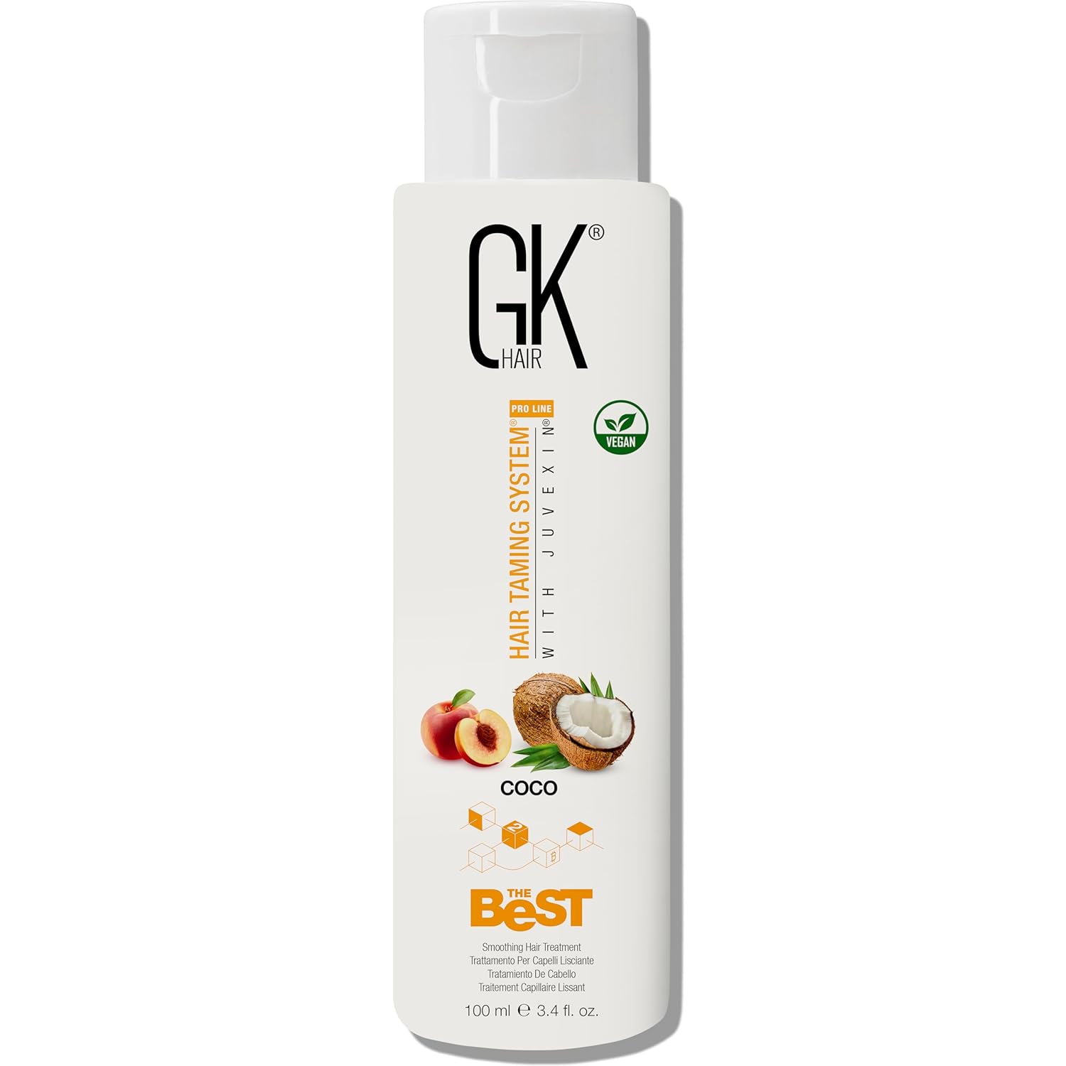 GK HAIR Global Keratin The Best COCO (3.4 Fl Oz/100ml) Smoothing Keratin Hair Treatment - Professional Brazilian Complex Blowout Straightening For Silky Smooth & Frizz Free Hair - Glowelle
