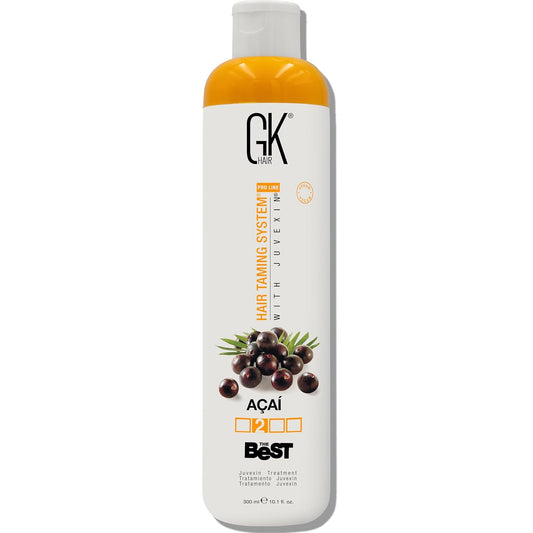 GK HAIR Global Keratin The Best ACAI (33.8 Fl Oz/1000ml) Smoothing Keratin Hair Treatment - Professional Brazilian Complex Blowout Straightening For Silky Smooth & Frizz Free Hair - Glowelle