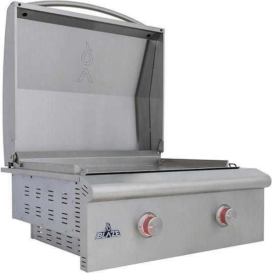 Blaze LTE+ 30-Inch Propane Gas Griddle with Lift-Assist Hood | Dual 15,000 BTU Burners | 8mm Reinforced Griddle Surface | Front Grease Management | Stainless Steel Construction BLZ-GRIDDLE-LTE3-LP