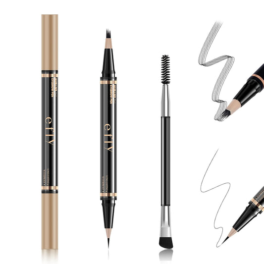 Eyebrow Pencils for Women, Microblading Eyebrow Pen Magical 2-in-1 Dual-Ended Brow Pen with 3D & Precise Brush-Tip Create Natural Hair-Like Brows, Last All-Day(Dark Brown)