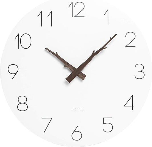 mooas Flatwood Twig Wall Clock,12" Non-Ticking Sweep Movement Decorative Battery Operated Simple Modern Wall Clock for Home Living Room Kitchen Bedroom Office School (Twig)