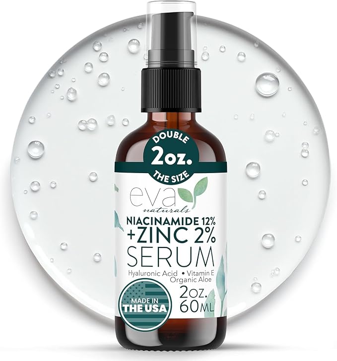 Niacinamide 12% Serum for Face w/Zinc & Hyaluronic Acid – Vitamin B3 & E Pore Minimizer for Dark Spot Corrector, Even Skin Tone, Oil Control, Brightening & Hydrating for Women, 2 Fl Oz